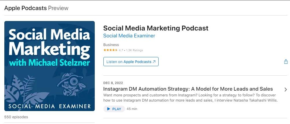 Social Media Marketing Podcast - kênh podcast về marketing hàng đầu thế giới
